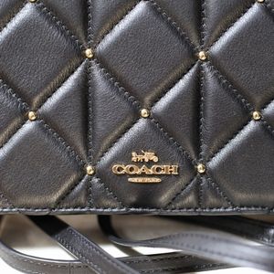 Coach Black Leather Foldover Crossbody Clutch